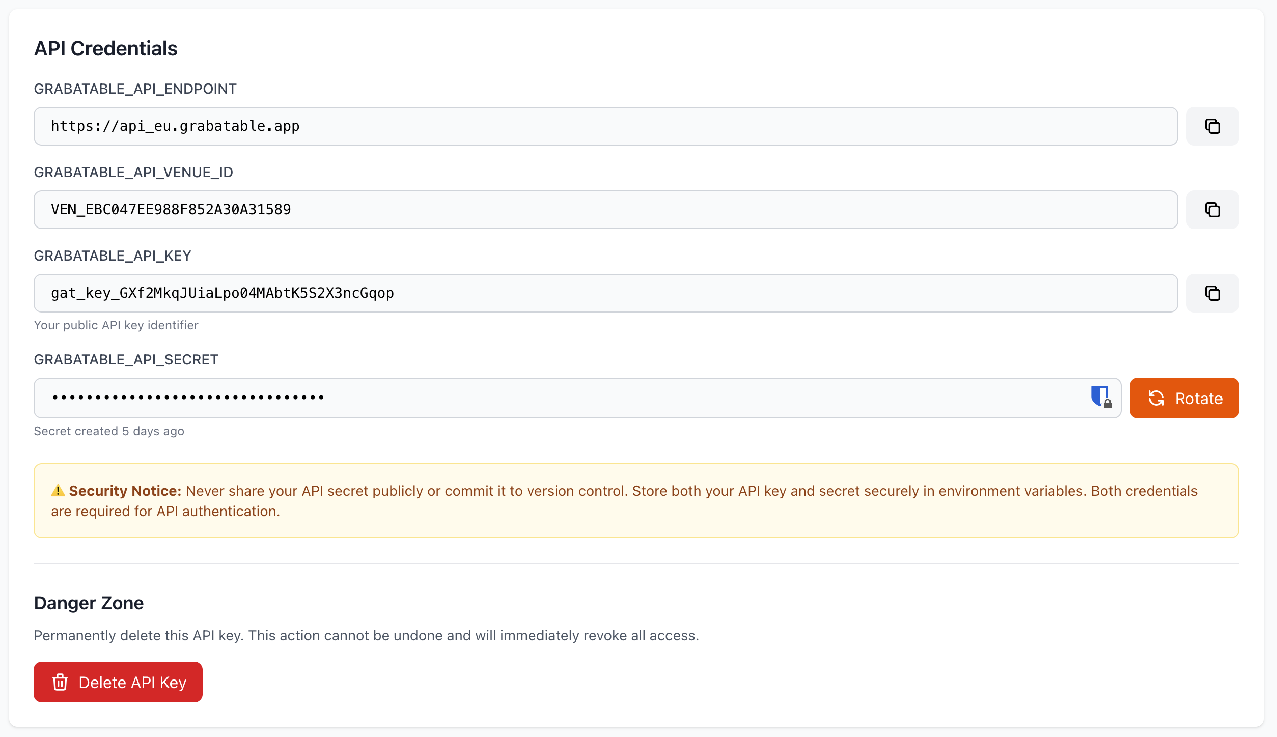 API Credentials
