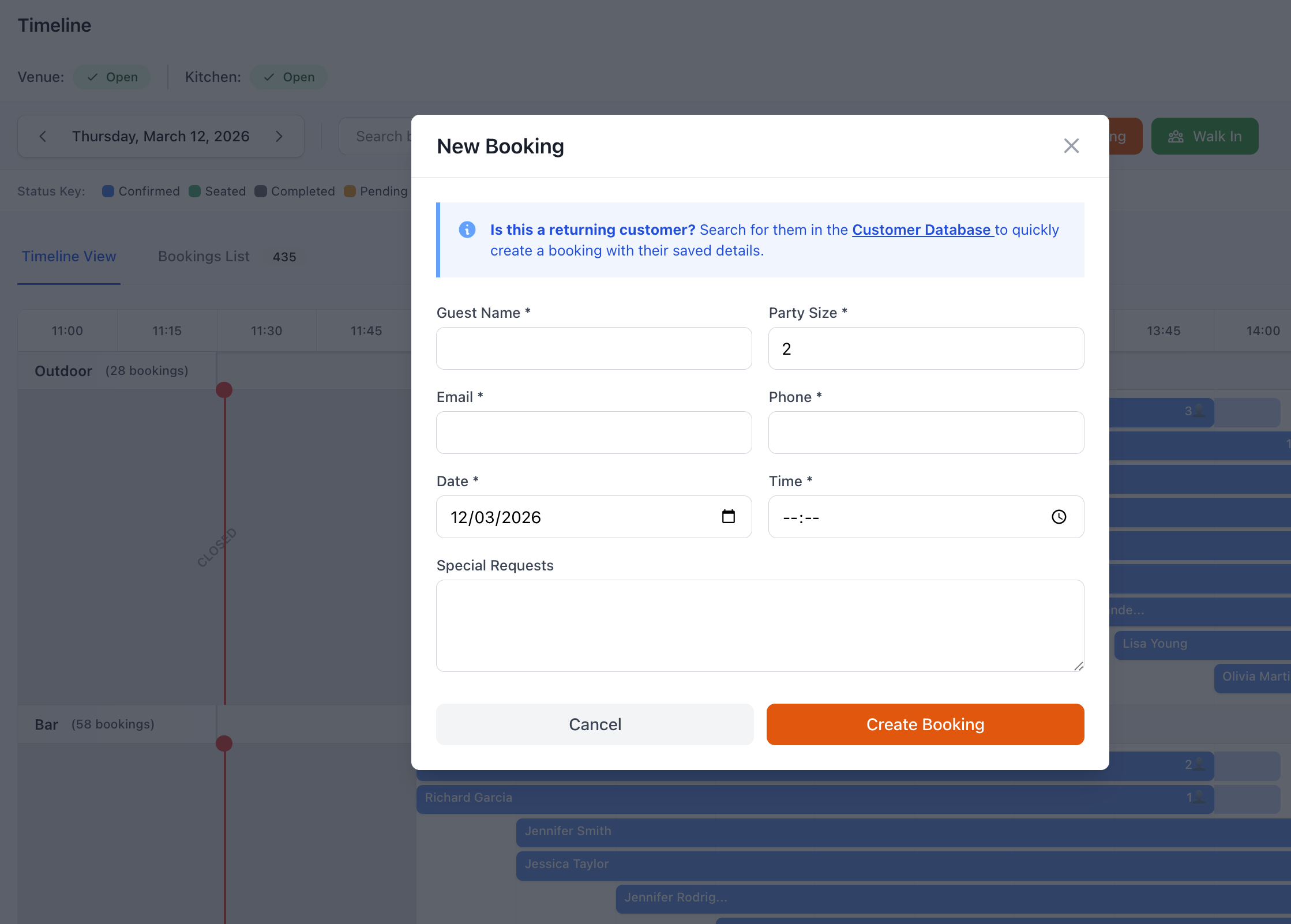 New Booking Form